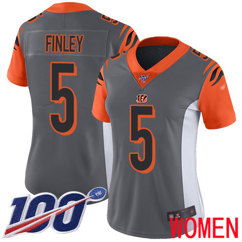 Cincinnati Bengals Limited Silver Women Ryan Finley Jersey NFL Footballl #5 100th Season Inverted Legend